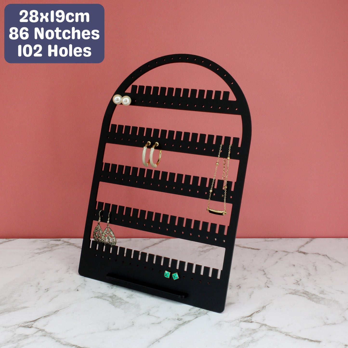 Earring Holder Plate - Black Arch Stud Earring Stand - Acrylic Jewellery Display