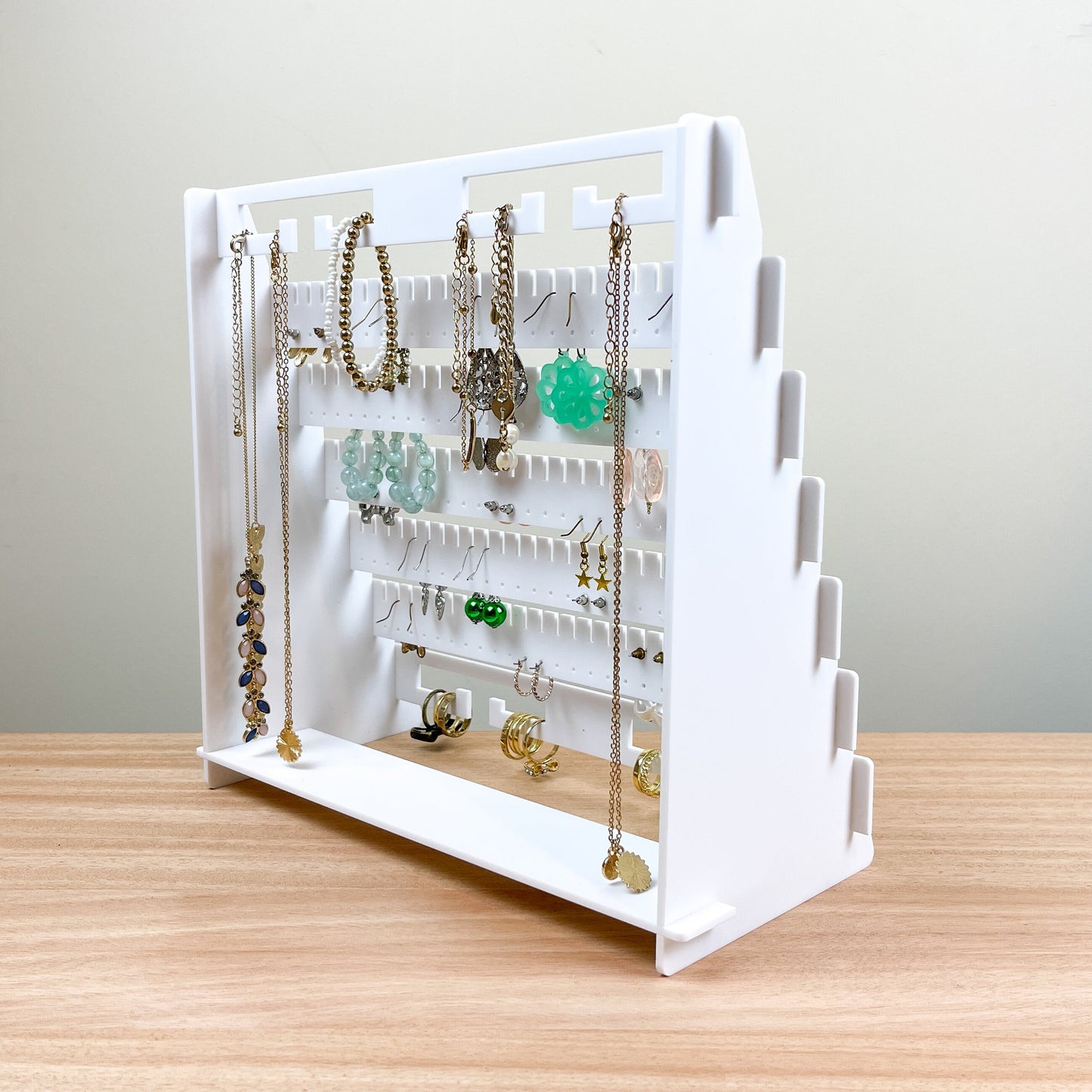 Customisable Jewellery Holder - Large Acrylic Earring Holder & Necklace Stand | White, Black, Frosted
