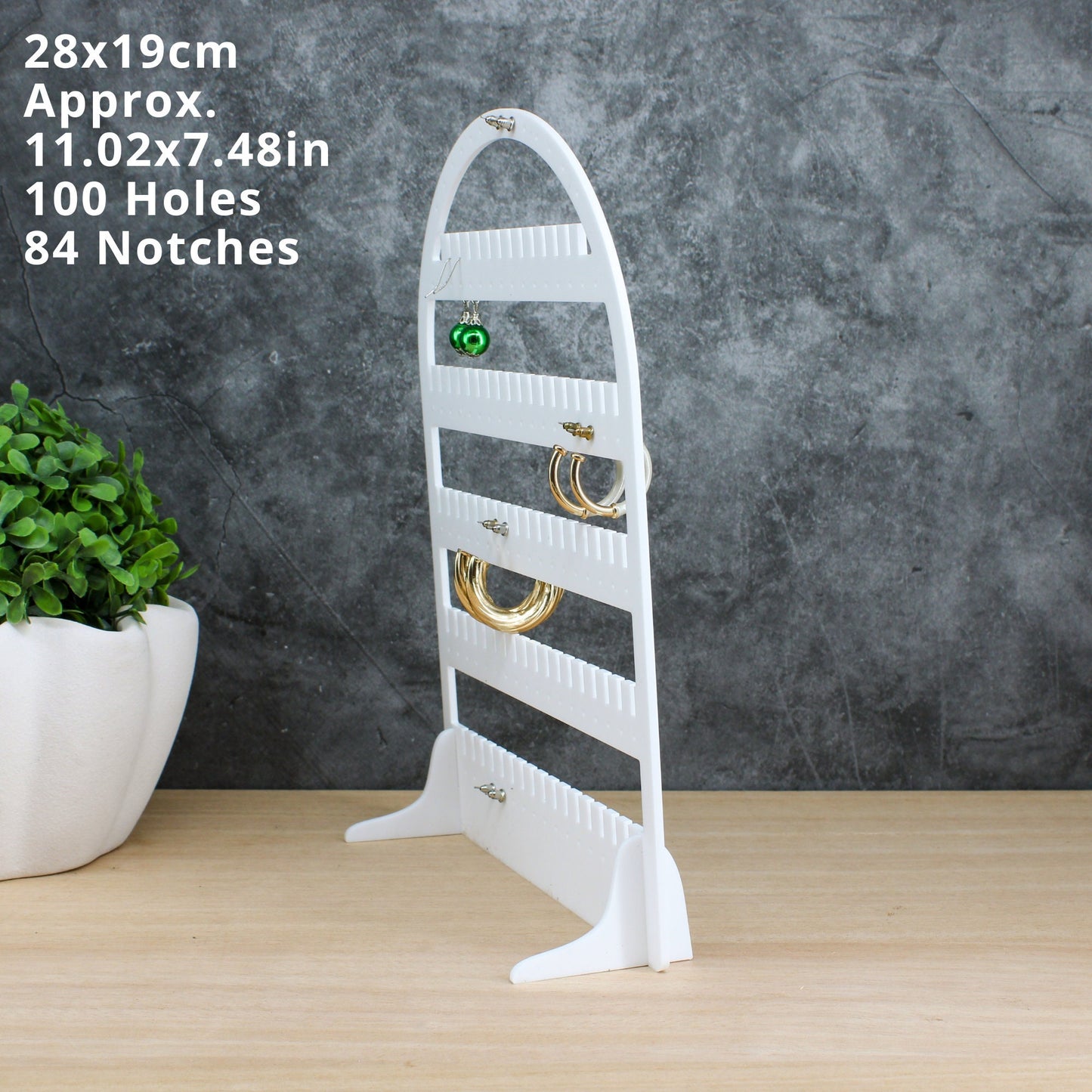 Earring Holder Plate - Arch Stud Earring Stand - Acrylic Jewellery Display | White Home Decor