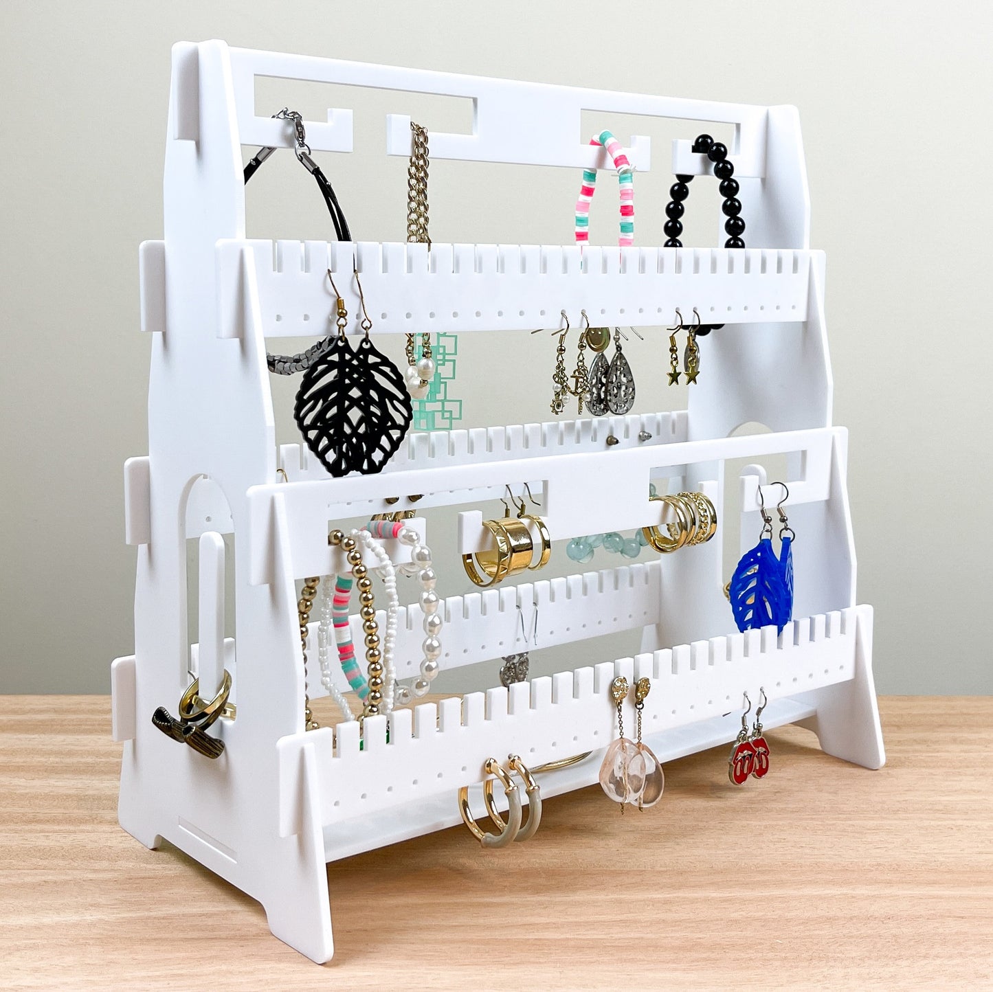 Double-Sided Jewellery Stand - Custom Acrylic Earring, Ring, Bracelet and Necklace Organiser Stand