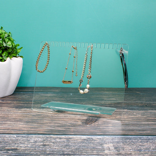 Clear Acrylic Necklace Holder - Modern Jewellery Display Stand - Bracelet Organiser